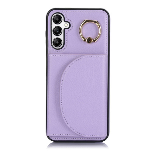 Samsung Galaxy A14 4G / 5G YM007 Ring Holder Card Bag Skin Feel Phone Case - Purple