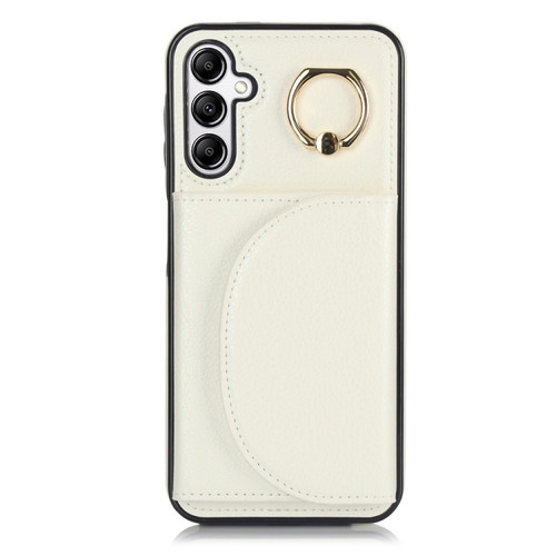 Samsung Galaxy A14 4G / 5G YM007 Ring Holder Card Bag Skin Feel Phone Case - White