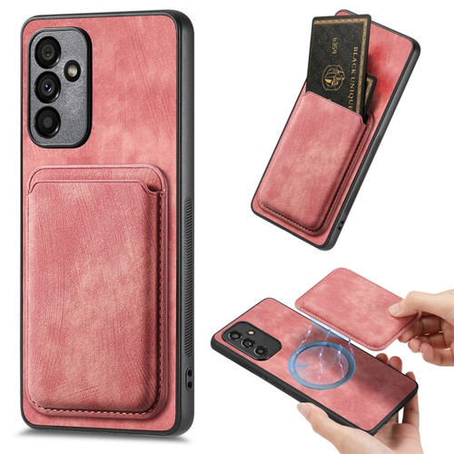 Samsung Galaxy A14 4G/5G Retro Leather Card Bag Magnetic Phone Case - Pink