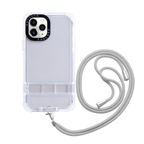 iPhone 15 Pro Max 2 in 1 360 Invisible Holder Cross-body Rope Phone Case - White