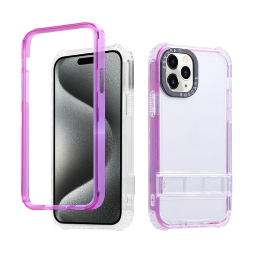 iPhone 15 Pro Max 2 in 1 360 Invisible Holder Phone Case - Rose Red