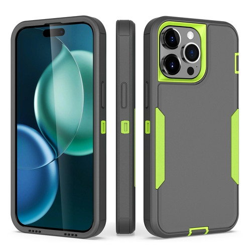 iPhone 15 Pro Max 2 in 1 Magnetic PC + TPU Phone Case - Gray+Fluorescent Green