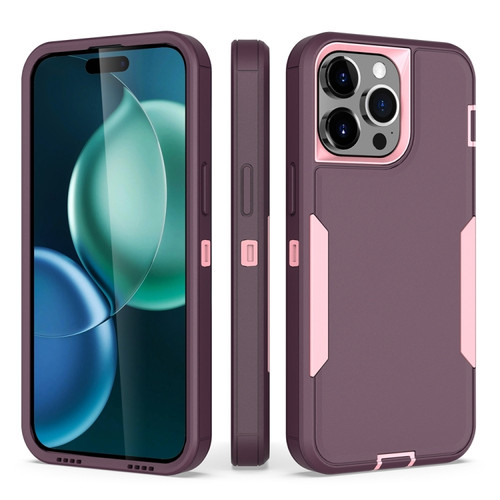 iPhone 15 Pro Max 2 in 1 Magnetic PC + TPU Phone Case - Purple Red+Pink