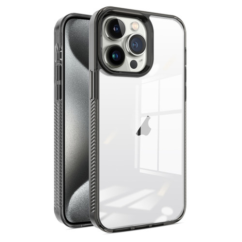 iPhone 15 Pro Max 2.5mm Anti-slip Clear Acrylic Hybrid TPU Phone Case - Black