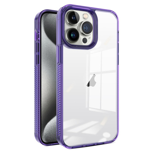 iPhone 15 Pro Max 2.5mm Anti-slip Clear Acrylic Hybrid TPU Phone Case - Deep Purple