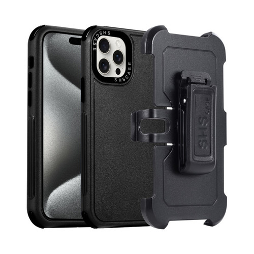 iPhone 15 Pro Max 3 in 1 PC + TPU Sliding Sleeve Phone Case - Black