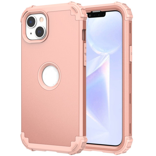iPhone 15 Pro Max 3 in 1 Silicone Hybrid PC Shockproof Phone Case - Rose Gold