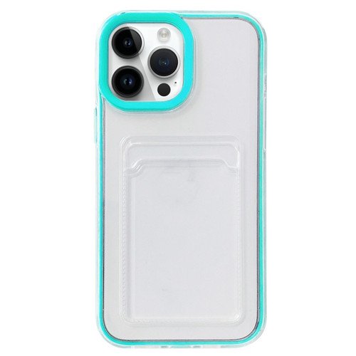 iPhone 15 Pro Max 360 Clear PC Hybrid TPU Phone Case with Card Slot - Blue