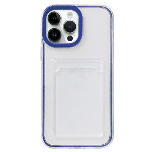 iPhone 15 Pro Max 360 Clear PC Hybrid TPU Phone Case with Card Slot - Royal Blue