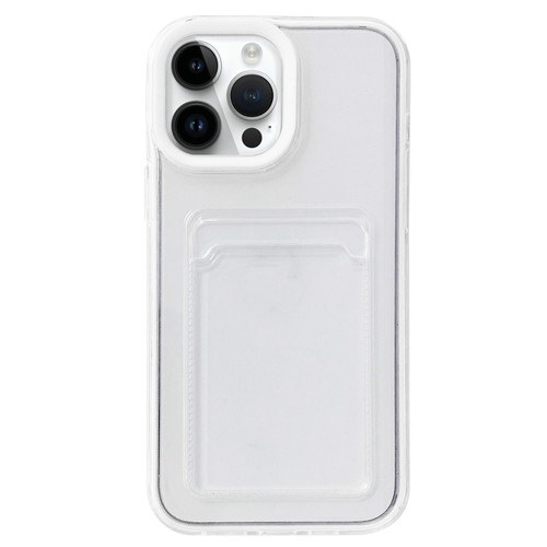 iPhone 15 Pro Max 360 Clear PC Hybrid TPU Phone Case with Card Slot - White