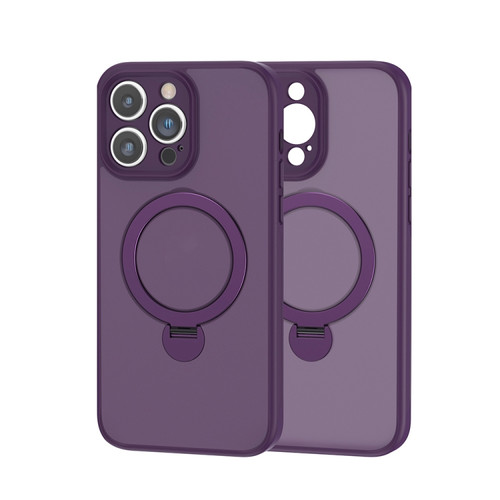 iPhone 15 Pro Max 360 Magsafe Ring Holder TPU Hybrid PC Phone Case - Purple