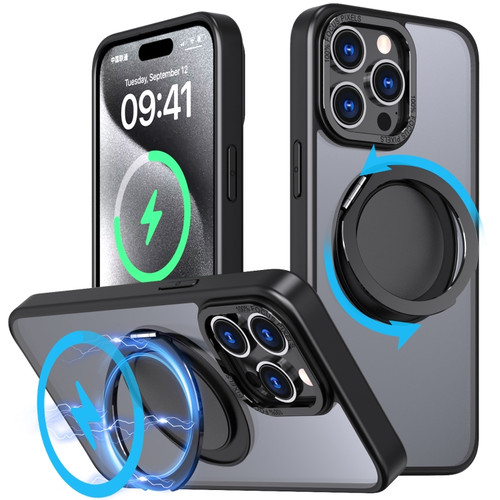 iPhone 15 Pro Max 360-degree Rotating MagSafe Magnetic Holder Phone Case - Black
