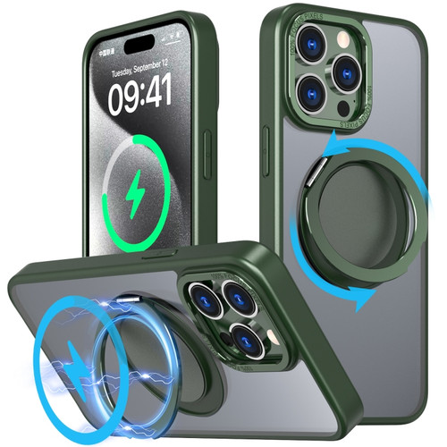 iPhone 15 Pro Max 360-degree Rotating MagSafe Magnetic Holder Phone Case - Green