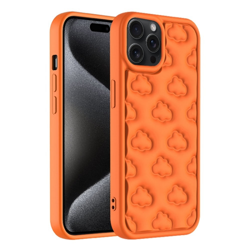 iPhone 15 Pro Max 3D Cloud Pattern TPU Phone Case - Orange