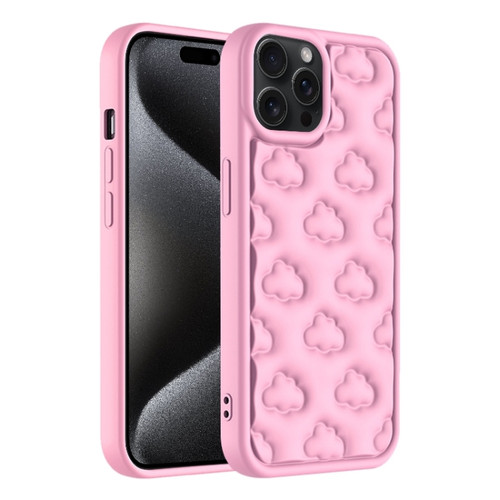 iPhone 15 Pro Max 3D Cloud Pattern TPU Phone Case - Pink