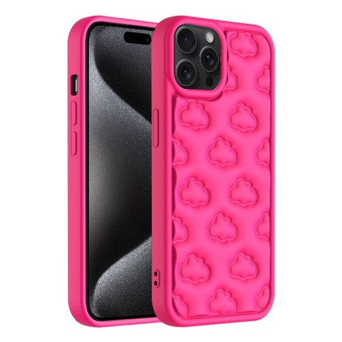 iPhone 15 Pro Max 3D Cloud Pattern TPU Phone Case - Rose Red