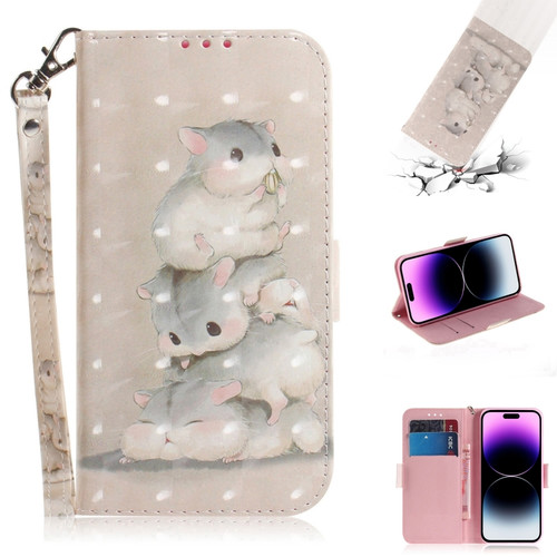 iPhone 15 Pro Max 3D Colored Horizontal Flip Leather Phone Case - Squirrels