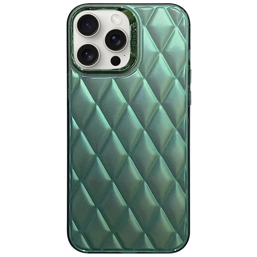 iPhone 15 Pro Max 3D Rhombus Electroplating TPU Hybrid PC Phone Case - Green