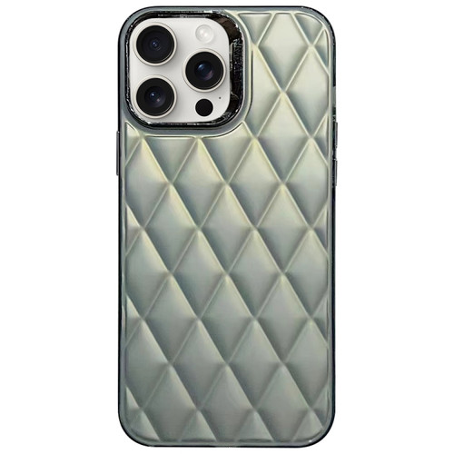 iPhone 15 Pro Max 3D Rhombus Electroplating TPU Hybrid PC Phone Case - Grey