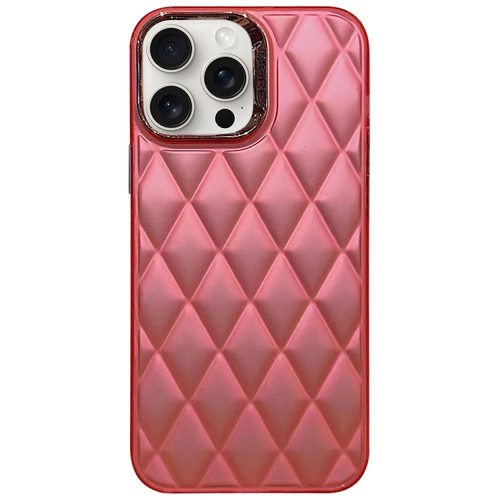 iPhone 15 Pro Max 3D Rhombus Electroplating TPU Hybrid PC Phone Case - Rose Red