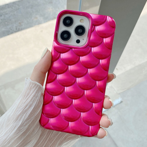 iPhone 15 Pro Max 3D Scale Style TPU Phone Case - Rose Red