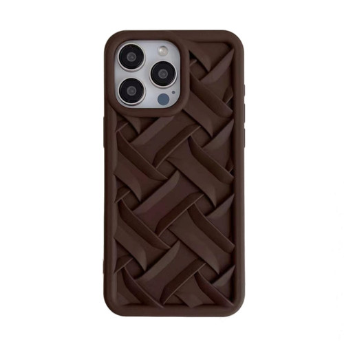 iPhone 15 Pro Max 3D Weave TPU Phone Case - Dark Brown