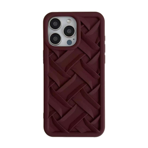 iPhone 15 Pro Max 3D Weave TPU Phone Case - Wine red