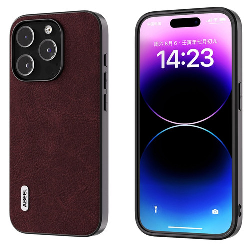 iPhone 15 Pro Max ABEEL Dream Litchi Texture PU Phone Case - Purple