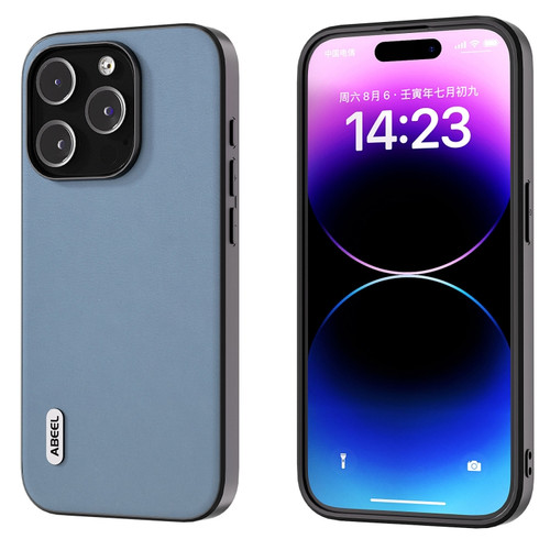 iPhone 15 Pro Max ABEEL Haze Texture PU Phone Case - Twilight Blue