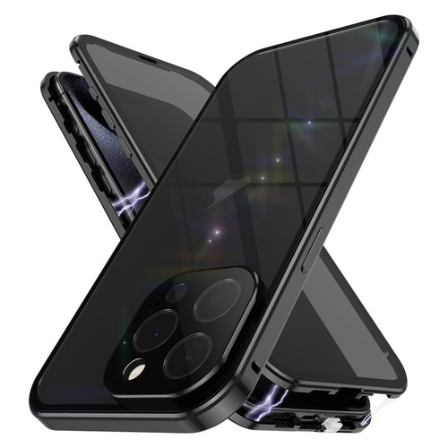 iPhone 15 Pro Max Anti-peeping Magnetic Double-sided Tempered Glass Phone Case - Black