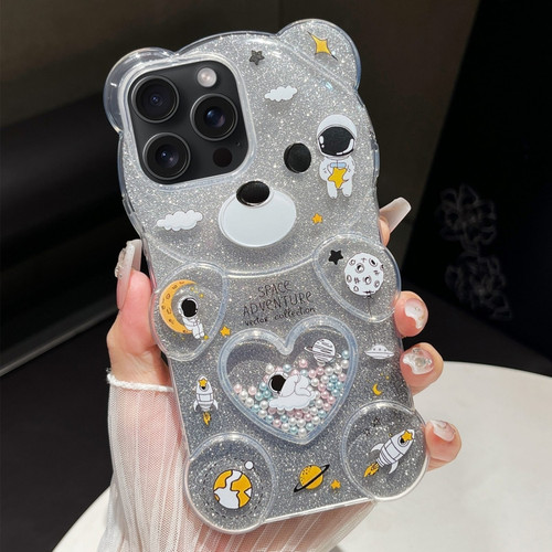 iPhone 15 Pro Max Bear Shaped Painted TPU Phone Case - Astronaut