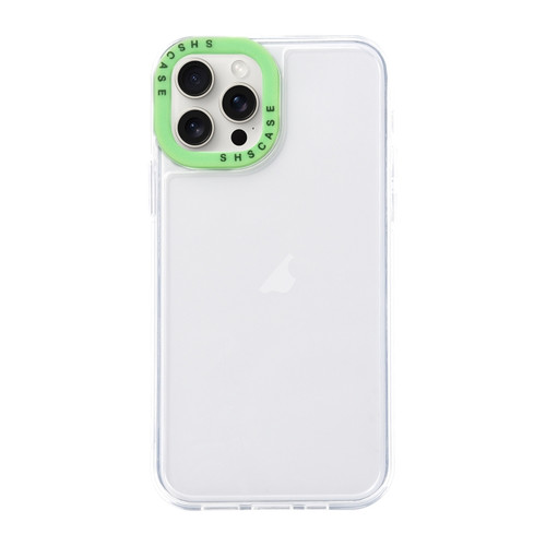 iPhone 15 Pro Max Color Contrast Lens Frame Transparent TPU Phone Case - Transparent + Green