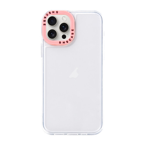 iPhone 15 Pro Max Color Contrast Lens Frame Transparent TPU Phone Case - Transparent + Light Pink