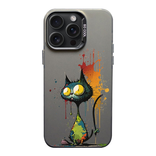 iPhone 15 Pro Max Color Ink Frosted PC+TPU Phone Case - Big Eyed Cat