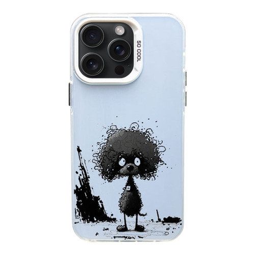 iPhone 15 Pro Max Color Ink Frosted PC+TPU Phone Case - Curl Teddy