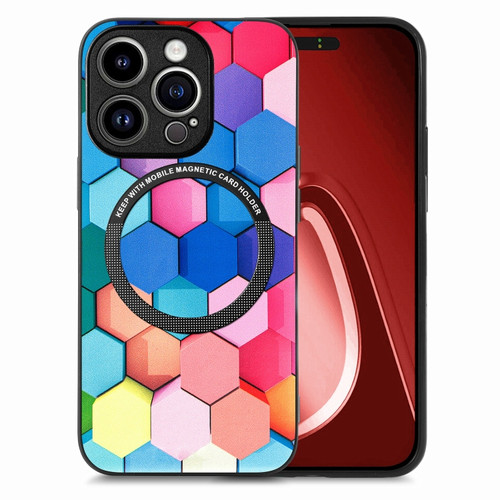 iPhone 15 Pro Max Colored Drawing Leather Back Phone Case - Colorful Cube