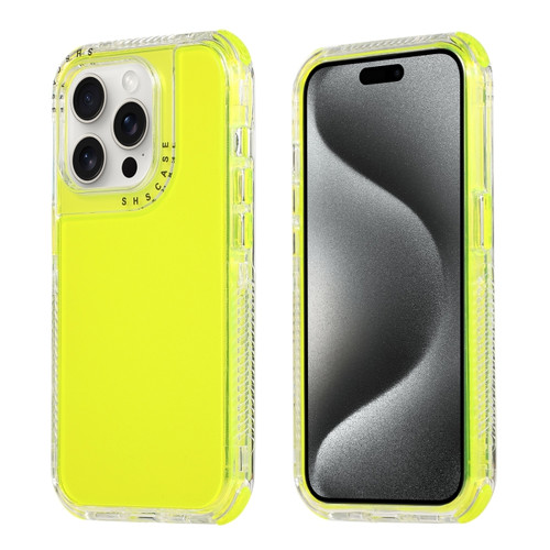 iPhone 15 Pro Max Dreamland 3 in 1 Clear Color Transparent Frame PC + TPU Phone Case - Fluorescent Green