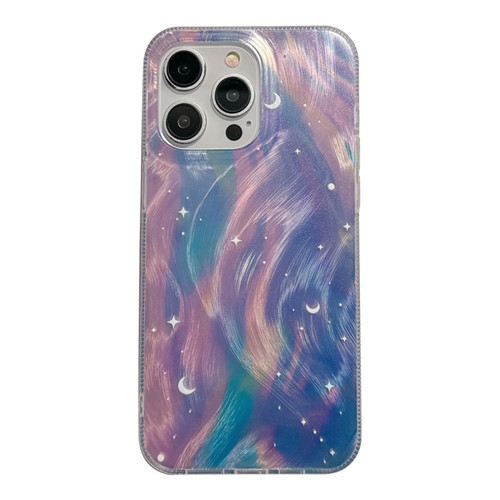 iPhone 15 Pro Max Dual-Layer Gradient Dream Starry Acrylic Hybrid TPU Phone Case - Blue Purple