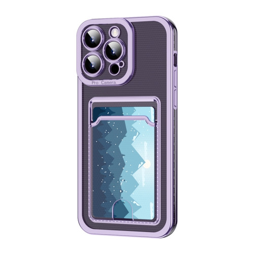 iPhone 15 Pro Max Electroplating Frame Card Slot Phone Case - Purple