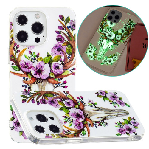 iPhone 15 Pro Max Electroplating Soft TPU Phone Case - Flower Deer