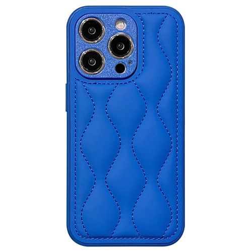 iPhone 15 Pro Max Fine Hole 8-shaped Texture Eiderdown Airbag Phone Case - Blue