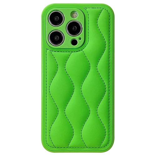 iPhone 15 Pro Max Fine Hole 8-shaped Texture Eiderdown Airbag Phone Case - Green