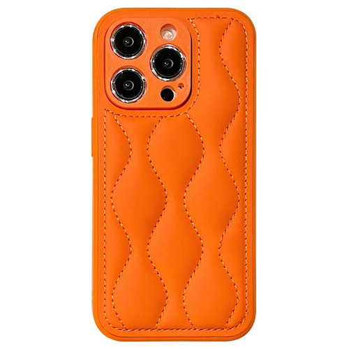 iPhone 15 Pro Max Fine Hole 8-shaped Texture Eiderdown Airbag Phone Case - Orange