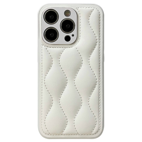 iPhone 15 Pro Max Fine Hole 8-shaped Texture Eiderdown Airbag Phone Case - White