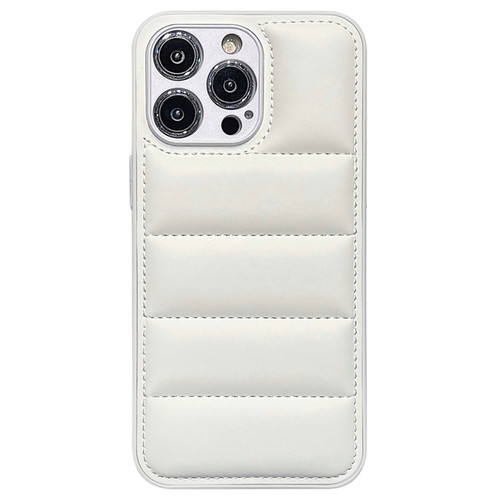 iPhone 15 Pro Max Fine Hole Eiderdown Airbag Phone Case - White