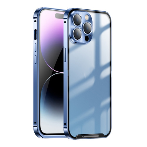 iPhone 15 Pro Max Frosted Metal Phone Case - Blue