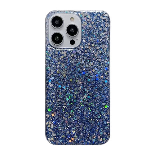 iPhone 15 Pro Max Glitter Sequins Epoxy TPU Phone Case - Blue