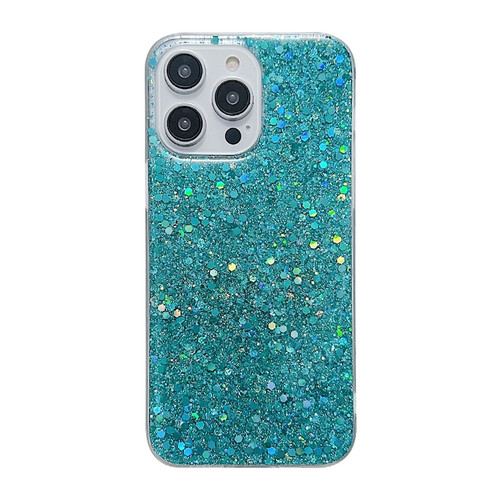 iPhone 15 Pro Max Glitter Sequins Epoxy TPU Phone Case - Green