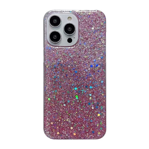 iPhone 15 Pro Max Glitter Sequins Epoxy TPU Phone Case - Pink