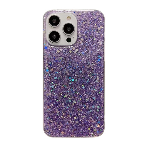 iPhone 15 Pro Max Glitter Sequins Epoxy TPU Phone Case - Purple